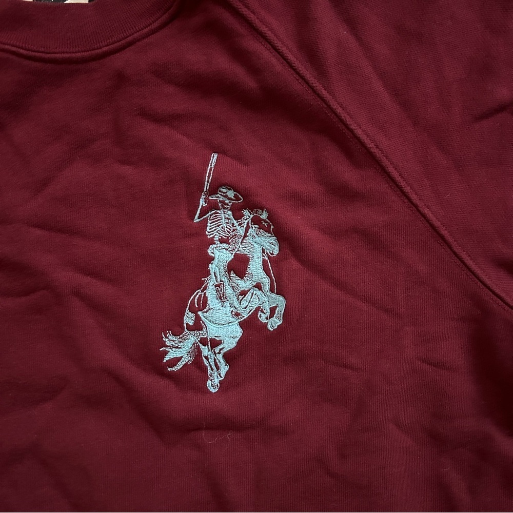 Triple Barrel Mens Handmade High Roller Red Skowboy Crewneck Sweatshirt Small - Picture 4 of 8